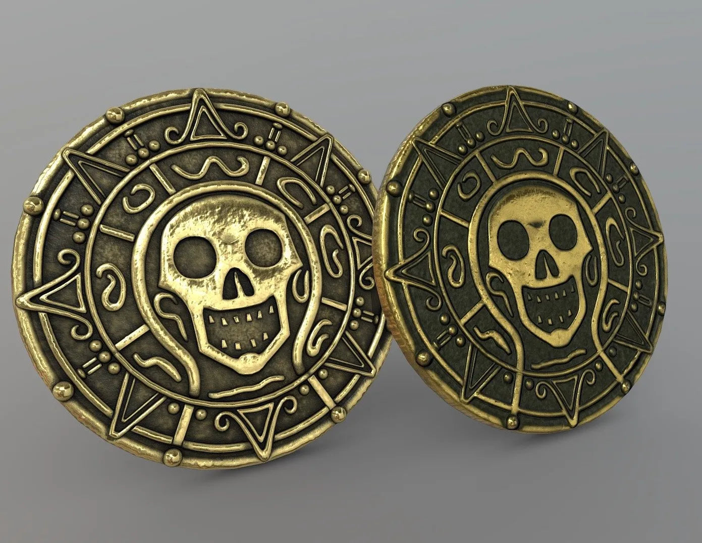 PBR Game 3D Models - Pirates Aztec Gold Coin