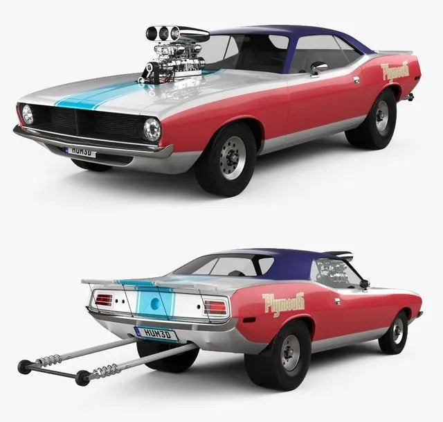 PBR Game 3D Models - Plymouth Barracuda Dragster 1974