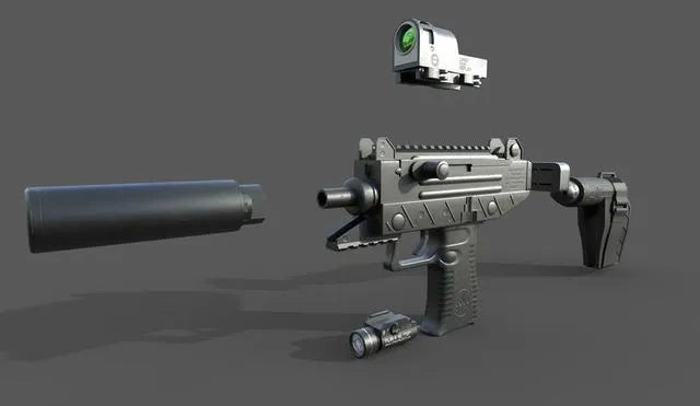 PBR Game 3D Models - UZI-Pro gun