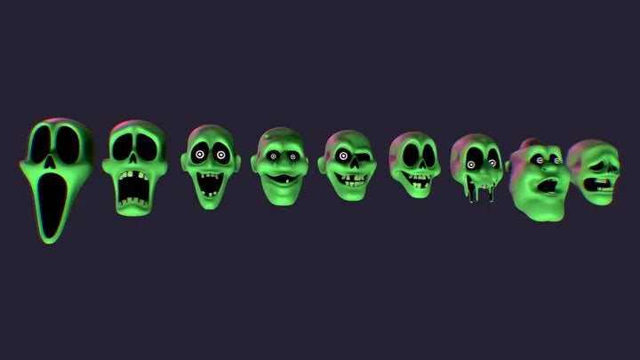PBR Game 3D Models - Various Ghost Heads