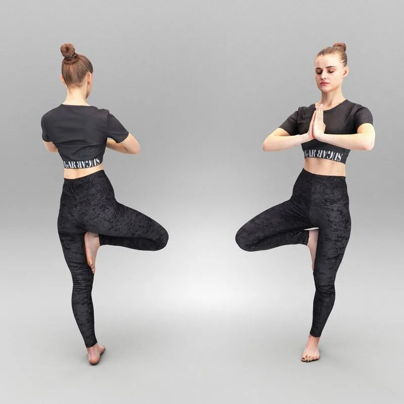 PBR Game 3D Models - Woman in sportswear practicing yoga 335