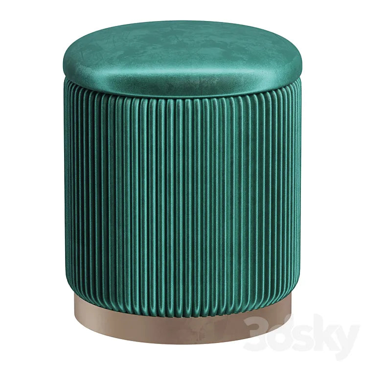 Pouffe with drawer Beatrice Glossy Velor in 4 colors 3DSMAX Model