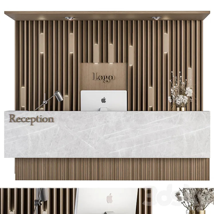 Reception Desk and Wall Decoration - Set 10 3DSMAX Model