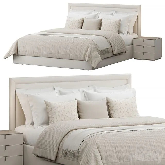 Rectangular Upholstered Headboard Bed 3dsMax Model
