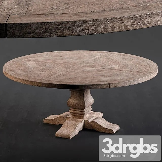 Rh salvaged wood round dining table 2 3D Model Free