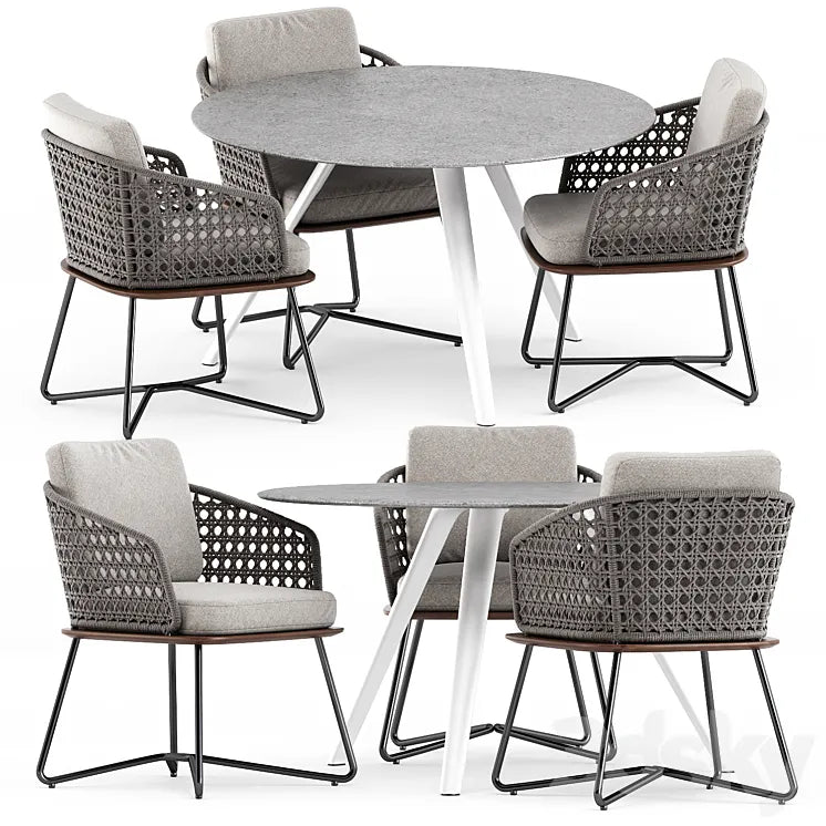 Rivera Little Armchair and Evans Outdoor table by Minotti 3DSMAX Model