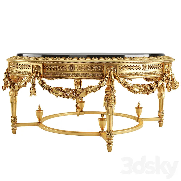 Round Tisserant Coffee Table in Bronze Classic Style 3DSMAX Model