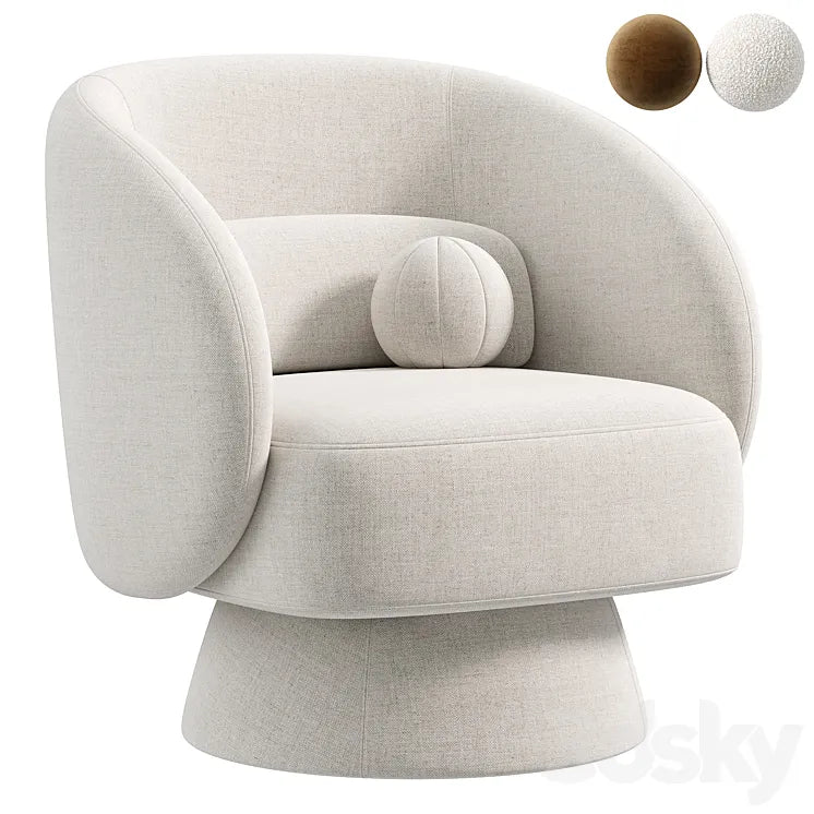 Saboor Upholstered Swivel Barrel Chair 3DSMAX Model