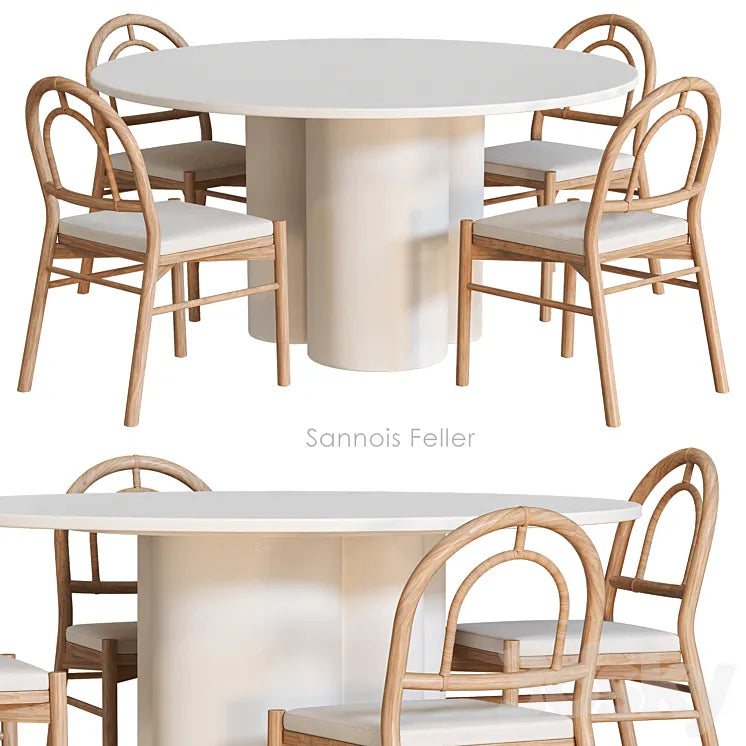 Sannois Feller Dining table and chairs 3DSMAX Model