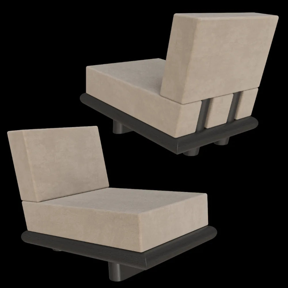 Serax - Sofa Velvet grey + frame oak black Ono 3ds Max