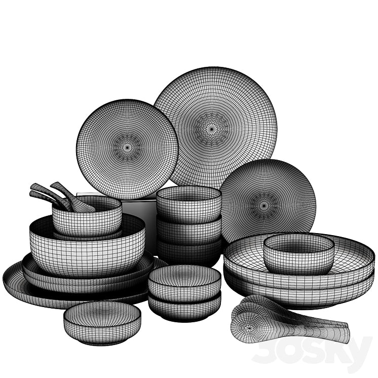 set of dishes 3DS Max