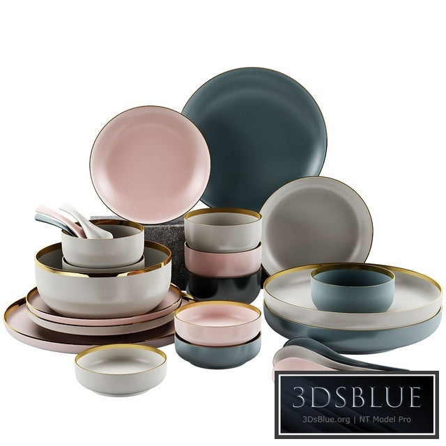 set of dishes 3DS Max