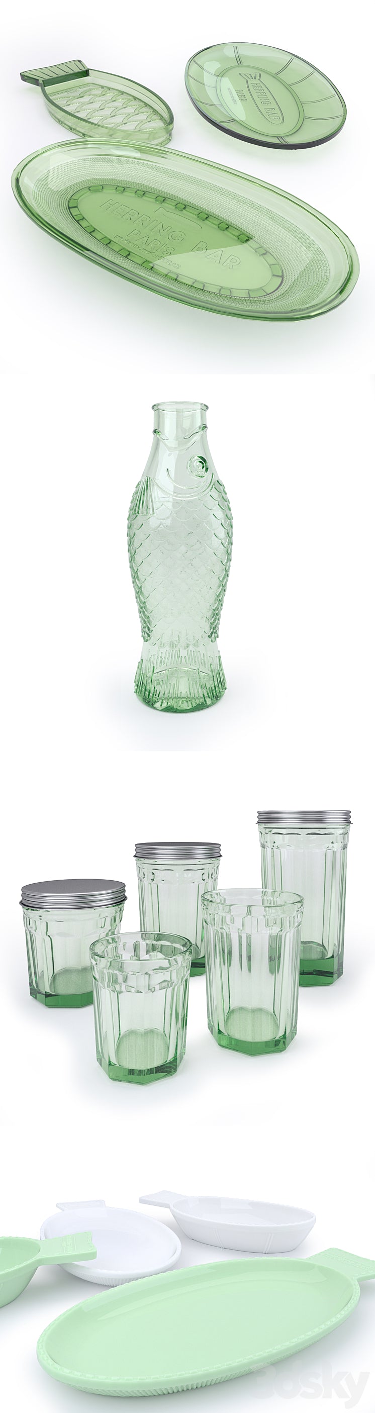 Set of dishes Fish & Fish 3DS Max