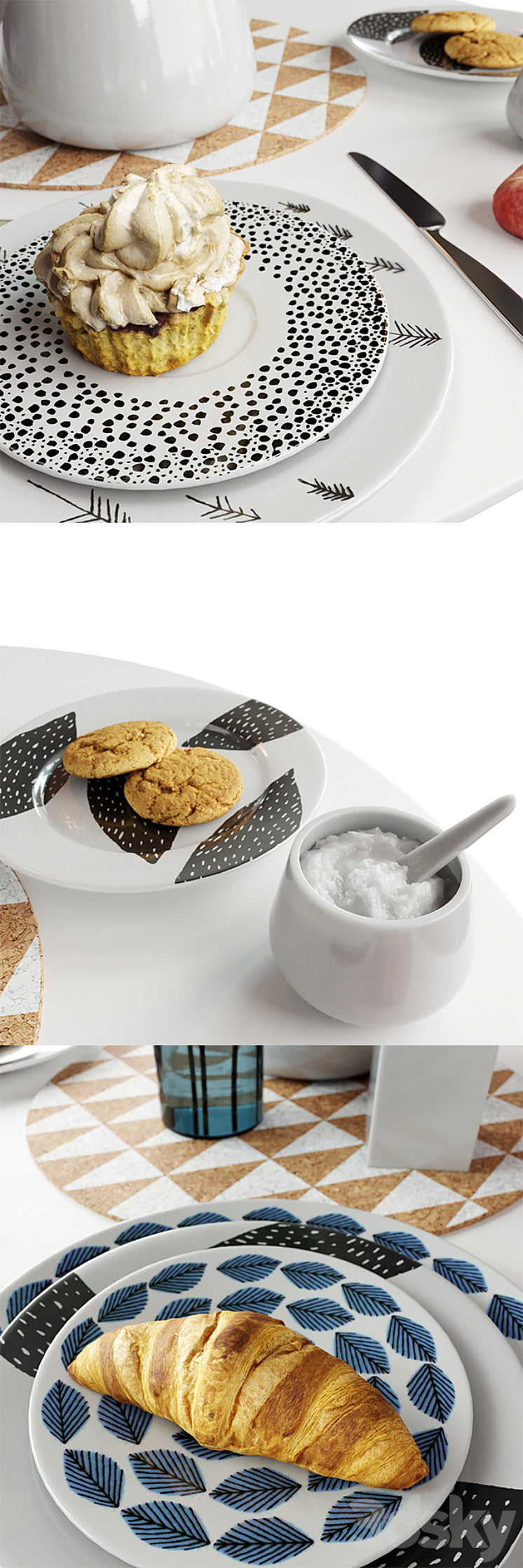 Set of dishes in Scandinavian style 3DS Max
