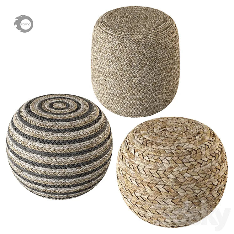 Set of three poufs 3DSMAX Model