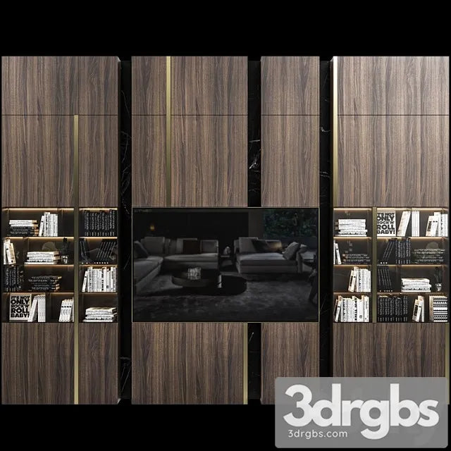 Set TV Wall 08 3D Model Free