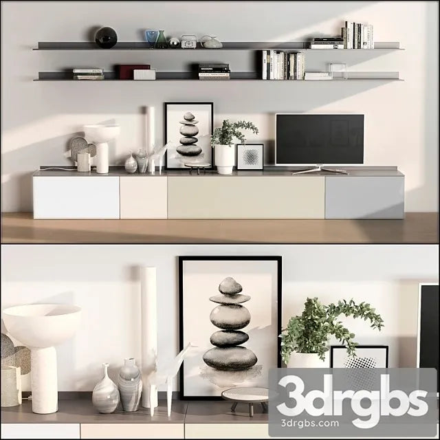 Set TV Wall 6 3D Model Free
