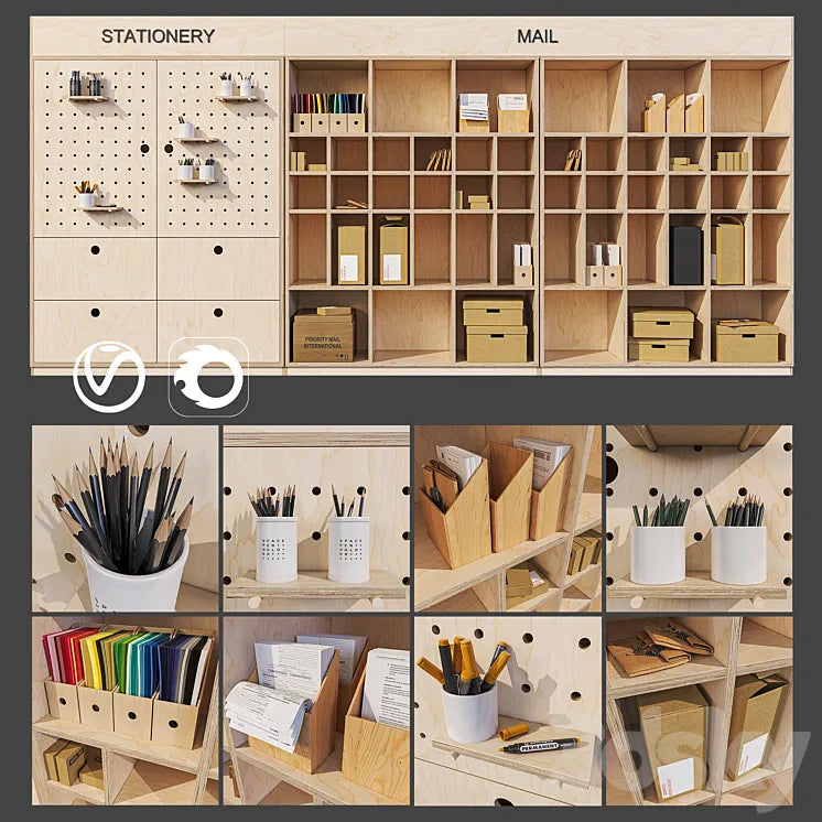 Shelving for office / play / nursery No. 2 3DSMAX Model