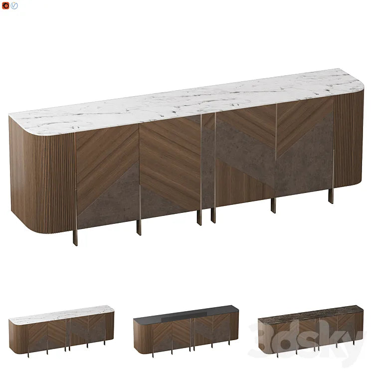 Sideboard 01_Black glass_Emperador_Dover 3DSMAX Model