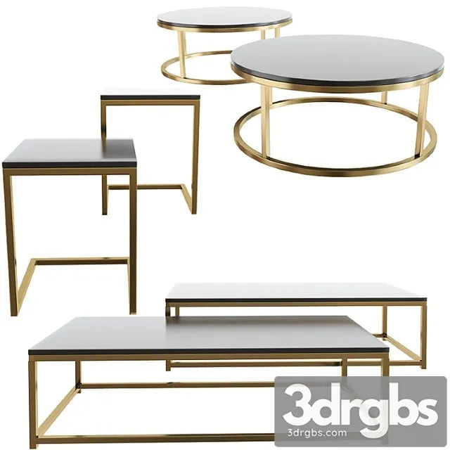 Smart round & rectangle marble coffee table 2 3D Model Free