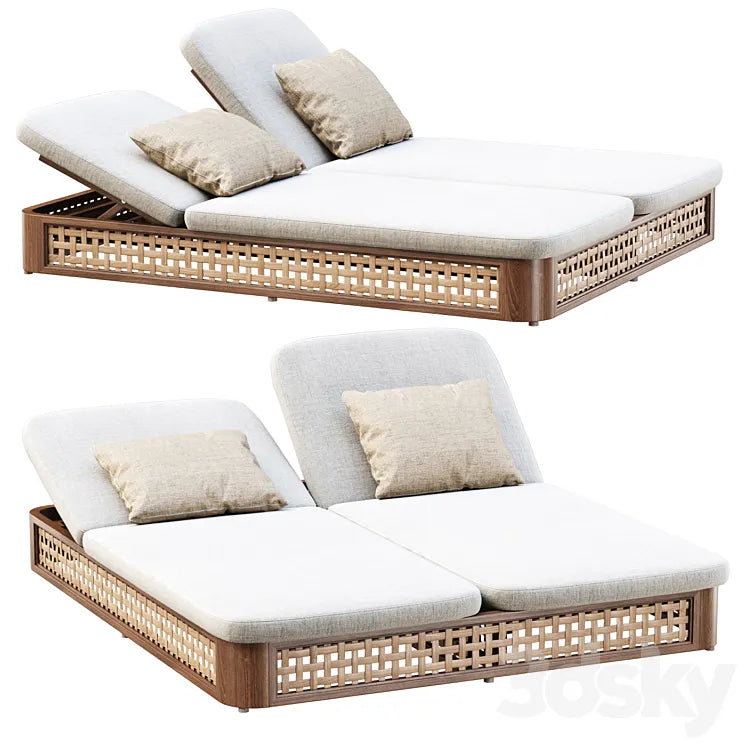 Sofia Rattan Double Chaise Lounge / Chaise Lounger 3DSMAX Model
