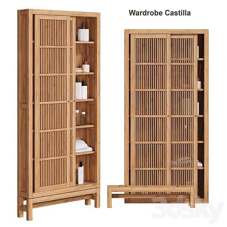 Solid teak cabinet FSC Castilla AM PM 3DSMAX Model