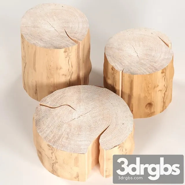 Table 3 coffee table stump. 3D Model Free