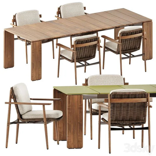 Trio Outdoor Dining chair and Drake Outdoor table by Minotti 3dsMax Model