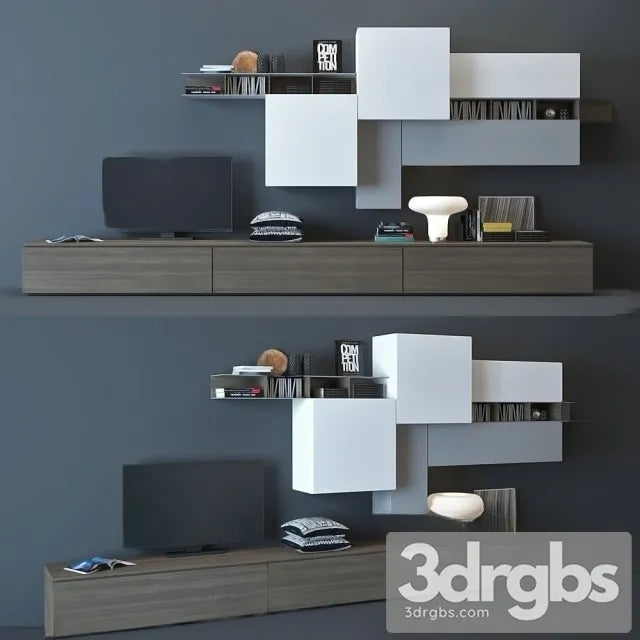 Tv Consol Composition A001 3D Model Free