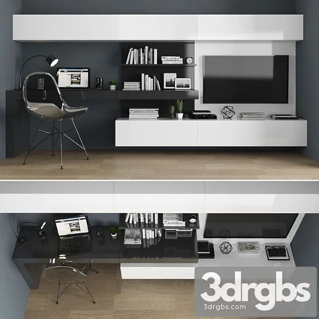Tv stand set 015 3D Model Free