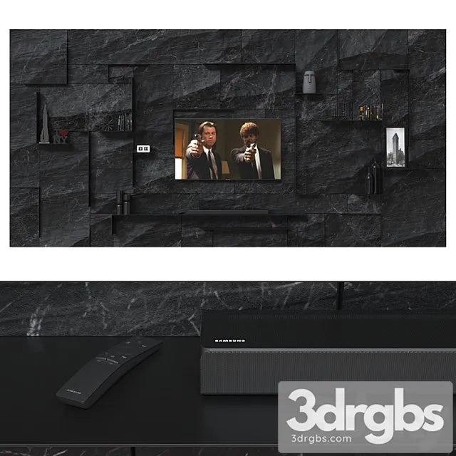 TV Wall 035 3D Model Free