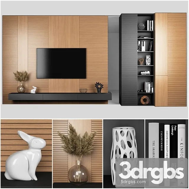 TV Wall 5 3D Model Free