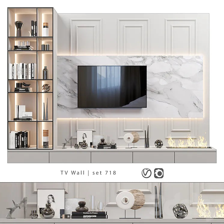 TV Wall | set 718 3DSMAX Model