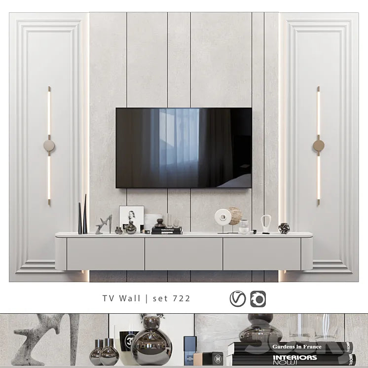 TV Wall | set 722 3DSMAX Model