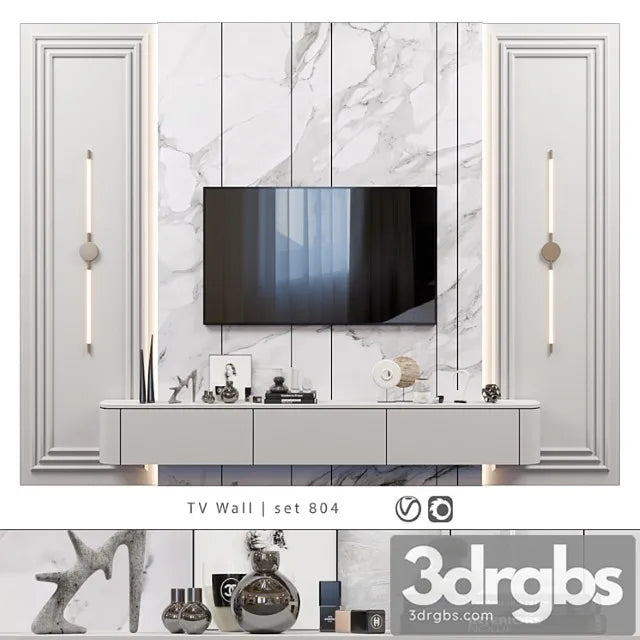TV Wall Set 804 3D Model Free