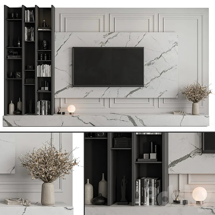 TV Wall Stone and Plaster - Set 58 3DSMAX Model