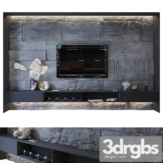 Tv zone in stone_1 3D Model Free