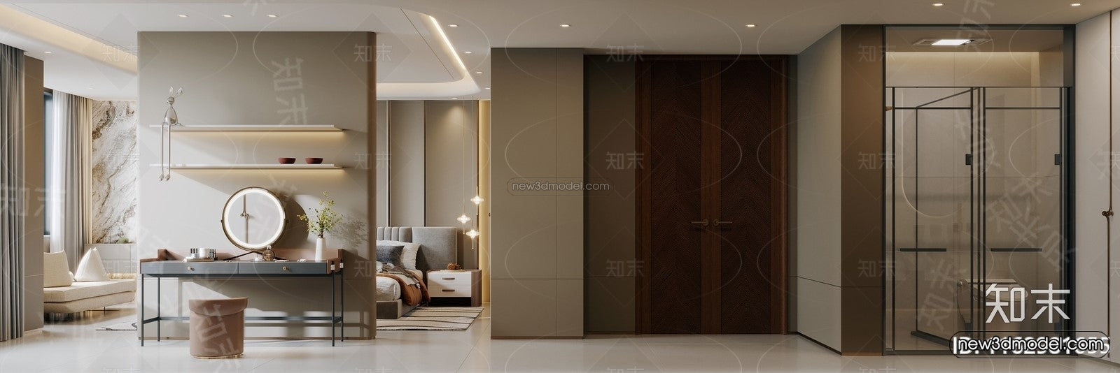 Modern Style Interior 3D Blocks and 3D Models – Bedroom 3D Scene – 571 – CORONA