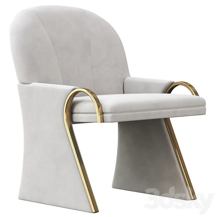 Uncommon Brass and Upholstered Art Deco Revival Lounge Chairs 3DSMAX Model