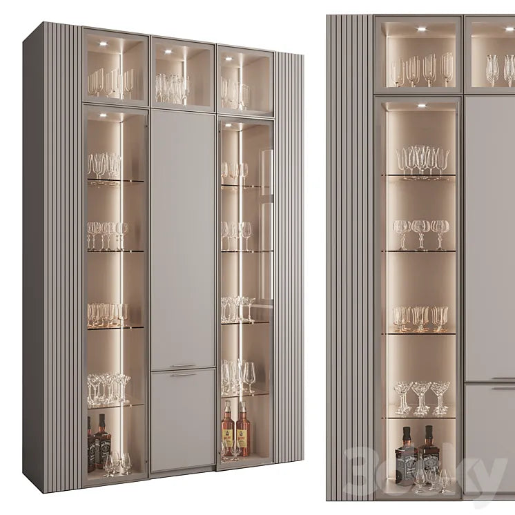 Сupboard with dishes My Design №23 3DSMAX Model