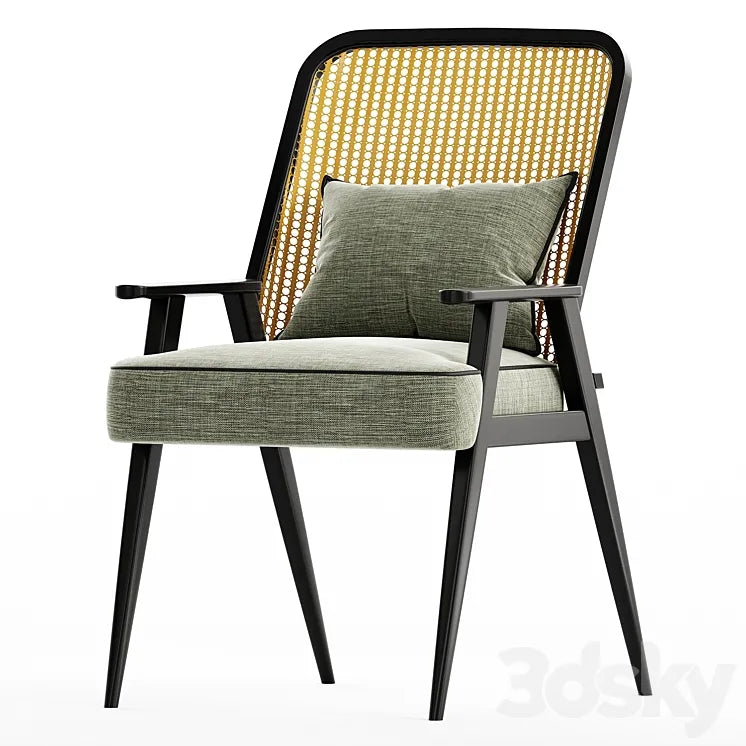Upholstered Cane Back Armchair 3DSMAX Model