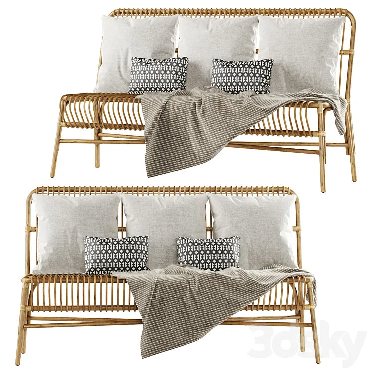 Valerie vintage rattan three-seater sofa / Three-seater rattan sofa 3DSMAX Model