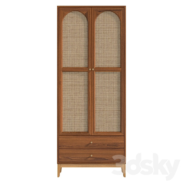 Vintage Cocoa Ash Wood Unfixed Wardrobe Closet 3ds Max