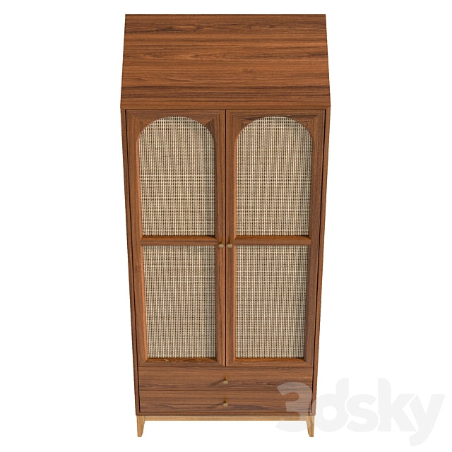 Vintage Cocoa Ash Wood Unfixed Wardrobe Closet 3ds Max