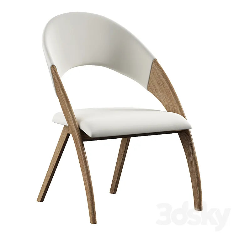 Walnut wood and cream leatherette dining chair 3DSMAX Model