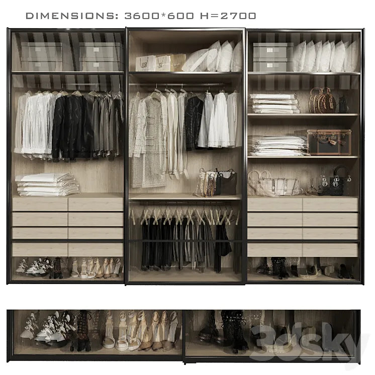 Wardrobe with glass doors 2 3DSMAX Model