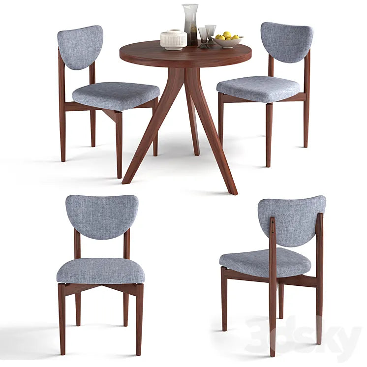 West Elm Tripod Table and Dane Upholstered Dining Chair 3DSMAX Model