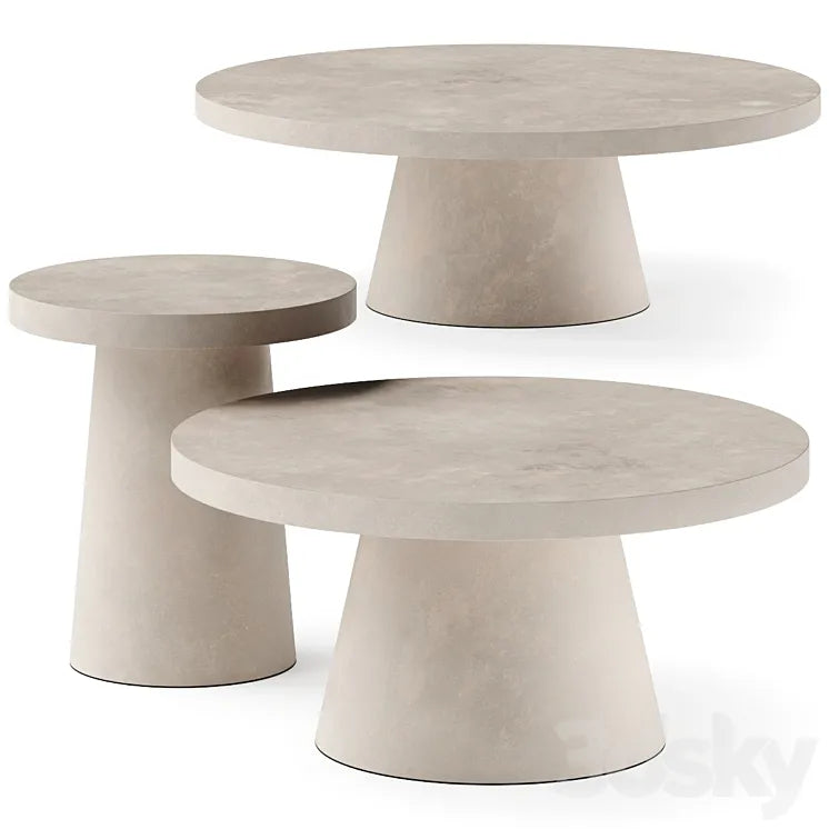 west elm Two-Tone Concrete Round Side Coffee Tables 3DSMAX Model