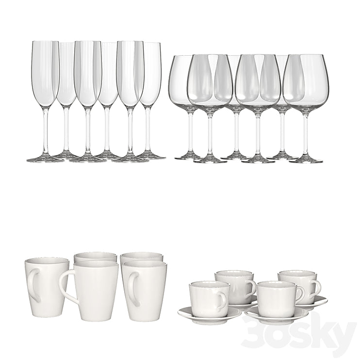 White dishes 3DS Max
