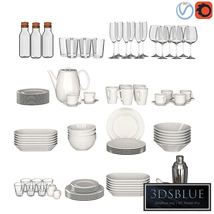 White dishes 3DS Max